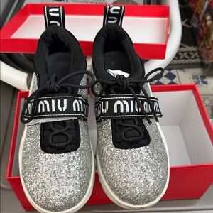 Miu Miu Kids Sneakers - Silver and Black